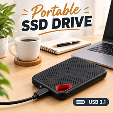 128TB External SSD USB 3.1 Type-C Backup Drive Hard Drive PC Mac Android Videos