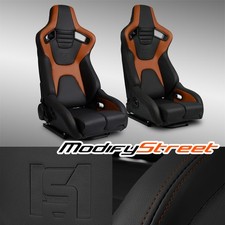 Venom Series Blackbrown Pvc Reclinable Racing Seats Pair Wslider