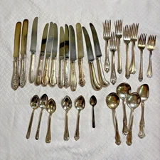 Lot of 29 Assorted Vintage Silverplate Stainless Flatware Various Brands Antique