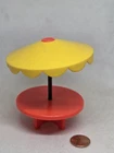 Vintage Fisher Price little people yellow/red umbrella table for 994 Camper