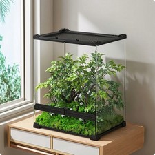 Reptile Terrarium Front-Opening Terrarium with Screen Top Easy to Clean for
