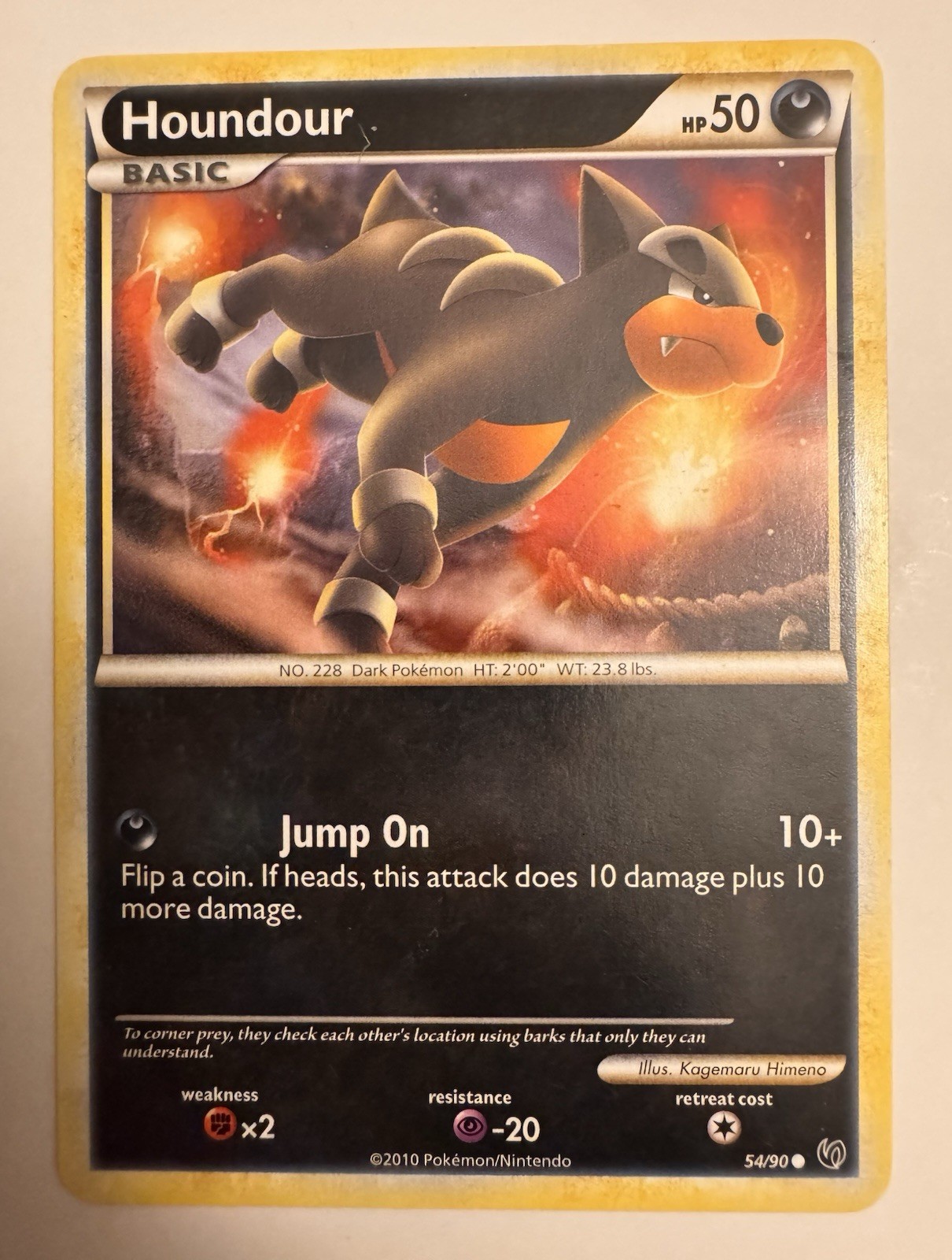 Houndour Pokemon Card HeartGold SoulSilver Undaunted 54/90