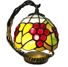 L10554 Grapes Tiffany Style Stained Glass Mini Table Lamp Night Light for Bedsid