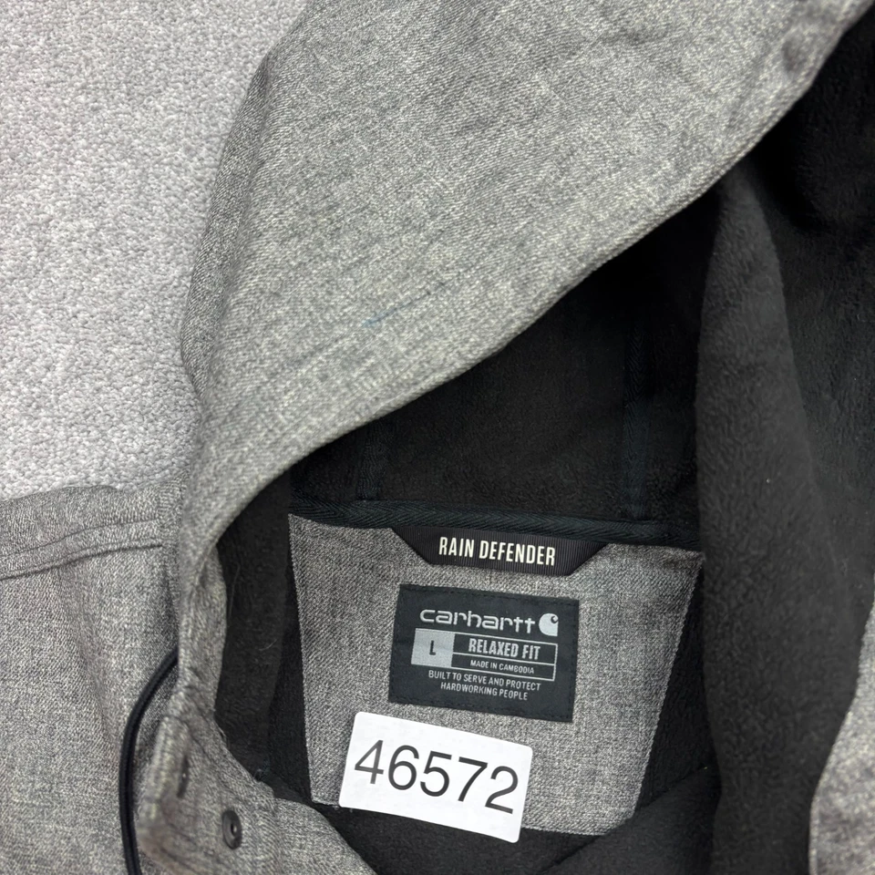 Carhartt Jacket Adult Large Grey Rain Defender Fleece Lined Work Hood Coat Men - Image 4 of 4