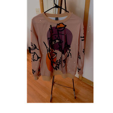 SHEIN Pink Graphic Art Crewneck Pullover Sweatshirt Long Sleeve Women M