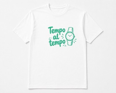 Unisex White  Tempo al Tempo  Watch T-Shirt - Gift Idea Size L