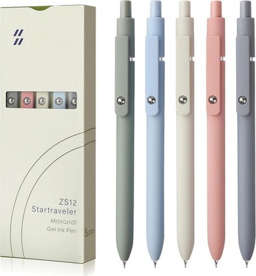 FIOVER 5pcs Gel Pens Quick Dry Fine Point Black Ink