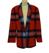 VTG Pendleton Wool Red Plaid Blazer Jacket Wmn's Sz 10 Fully Lined USA Made EUC