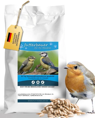 Futterbauer 25 kg geschälte Sonnenblumenkerne Ernte 2025 Vogelfutter Streufutter