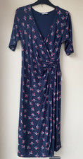 M&S Woman Navy Jersey Faux Wrap Dress Size 10 UK