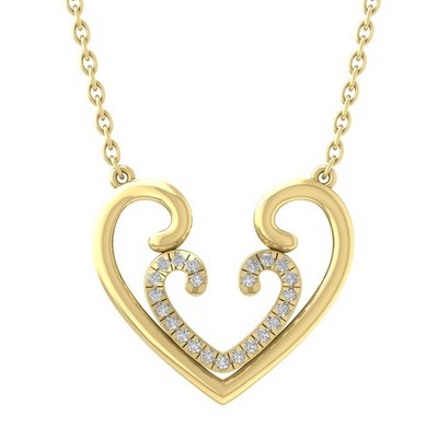 Lab Grown Diamond 10K Yellow Gold Heart Pendant 18'' Silver Cable Chain