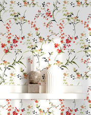 Floral Peel and Stick Wallpaper - Self Stick Flowers Wall Paper for Bedroom Kitc