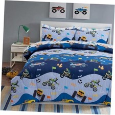 5Pcs Bed in A Bag Cartoon Cartoon Car Kids Comforter Set Twin-5PCS Darkblue