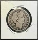 1914 S Silver Barber Half Dollar circulated / Nice Detail