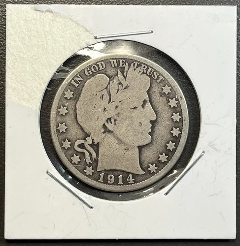 1914 S Silver Barber Half Dollar circulated / Nice Detail