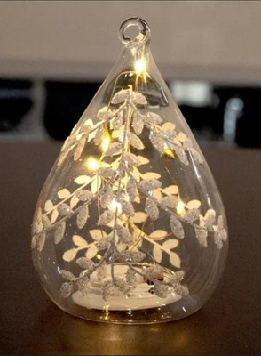NIB LuxuryLite LED Teardrop Glass Ornaments Flickering Candle Light