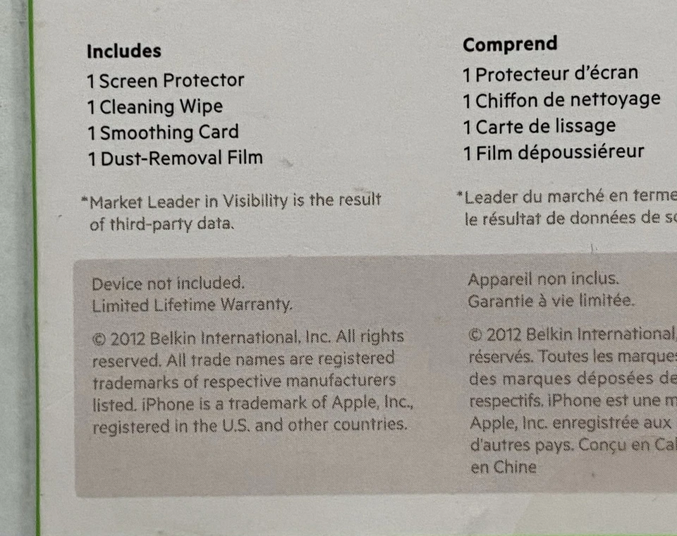 Protector de pantalla transparente Gaurd iPhone 5/5s/5c Belkin + antimanchas verdadero transparente Foto 4 de 4