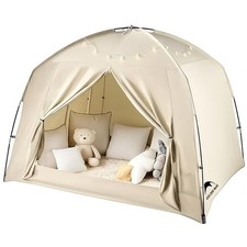 Queen Khaki Bed Tent for Kids Alduts - Indoor Blackout Sleeping Play Tents