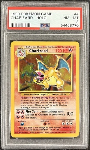 Pokemon 1999 Base Set Charizard #4 HOLO Rare 💎PSA 8