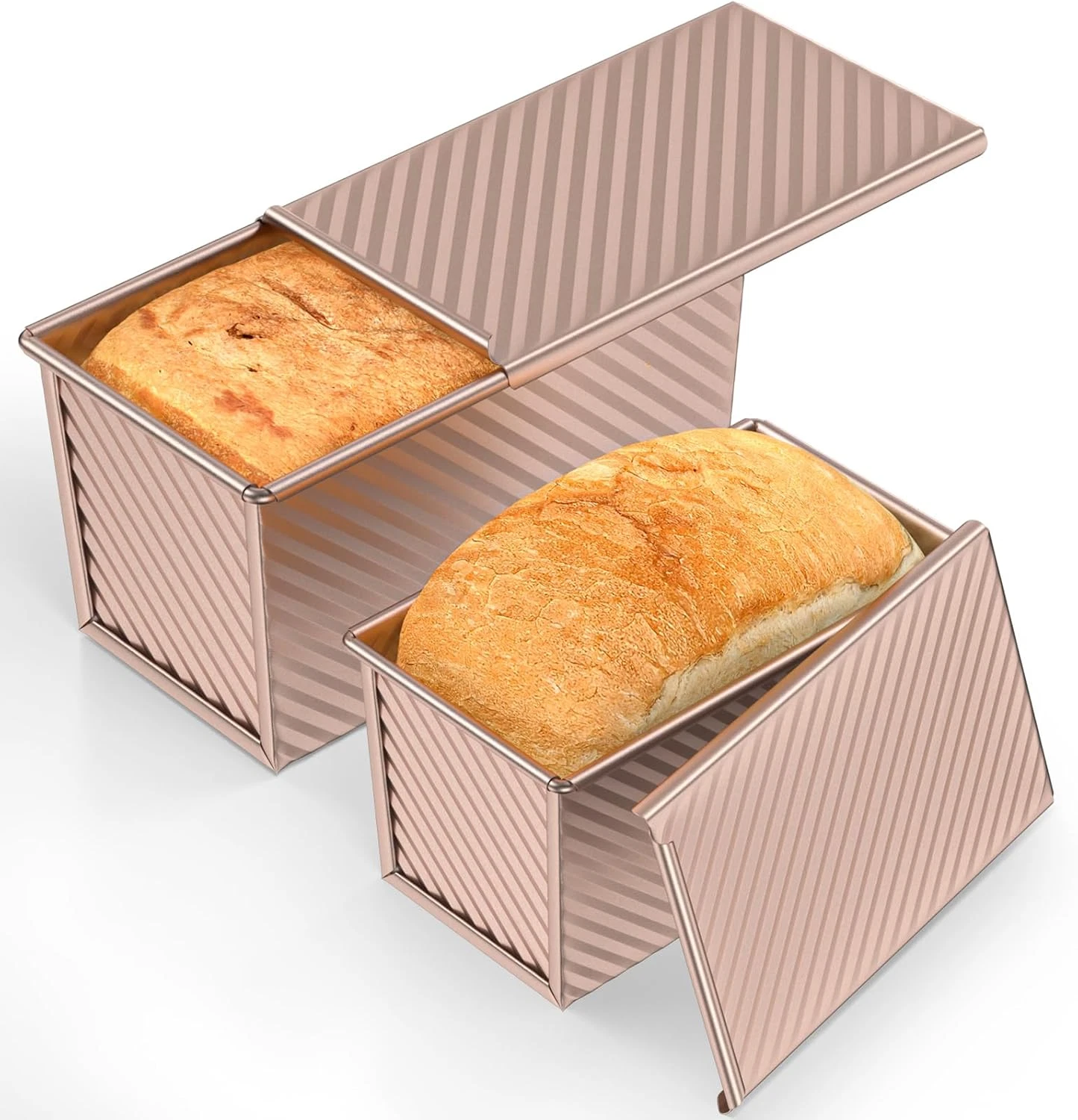 2 Pack Homemade Baking Nonstick Loaf Pan with Lid Nonstick Bread Carbon Steel Mo