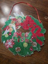 Completed and Sealed Diamond Art Christmas Wreath Wall Hanging