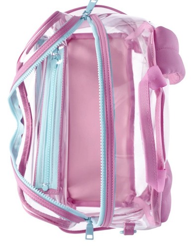 Mochila Steve Madden NYC Transparente Tamaño Completo Borde Rosa con Bolso con Cremallera Desmontable - Imagen 4 de 5