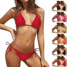 Bikini Set Halter Hollow Out Criss Cross Push Up Top Size 6-8 Small