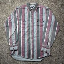 RARE Vintage Wrangler Brushpopper Shirt 15.5 34 L Western Rodeo Cowboy Striped