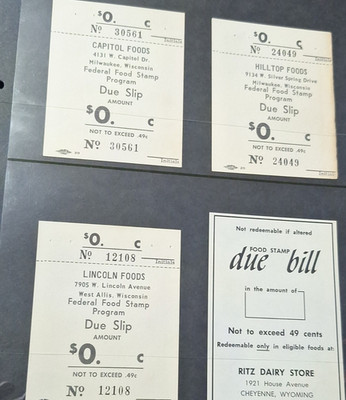 Federal Food Stamp Program Due Slip/Due Bill Lot 4 Capitol Hilltop Lincoln Ritz
