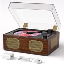 New Vintage CD Player with Bluetooth Speakers  Time Music Box  No Remote