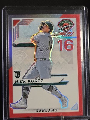 2025 Panini Prospect Edition Nick Kurtz /199 Rookie Red Holo Prizm RC Oakland As