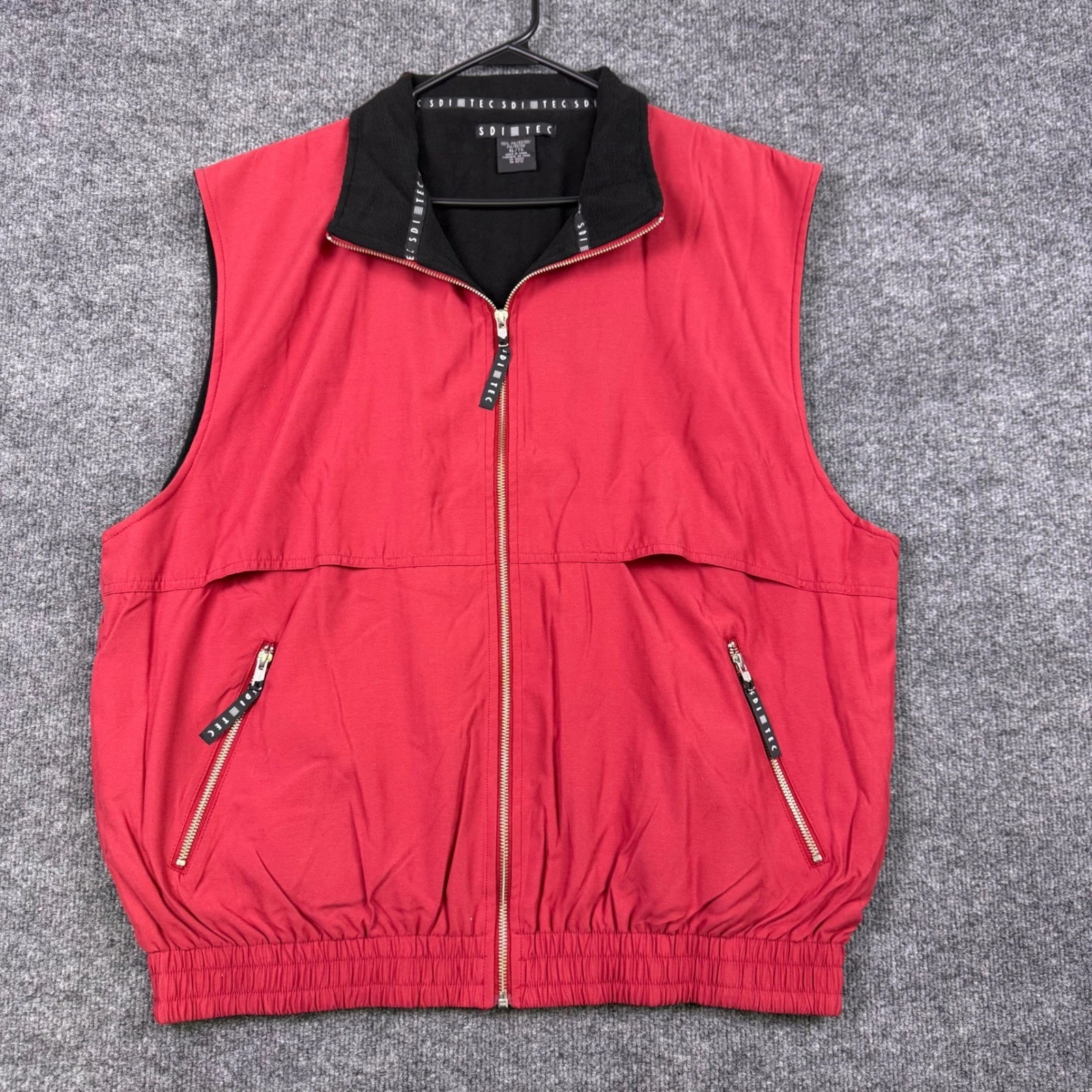 SDI TEC Mens XL Red Full Zip Fleece Lined Golf Vest Lightweight Outdoor Gilet XL
