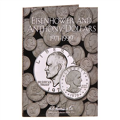 H E HARRIS Coin Folder 2699 Eisenhower-Anthony Dollar $1 1971-1999  Book / Album