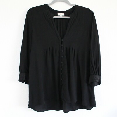 Joie Black V-Neck Button Down Chiffon Blouse - Women's Size Small