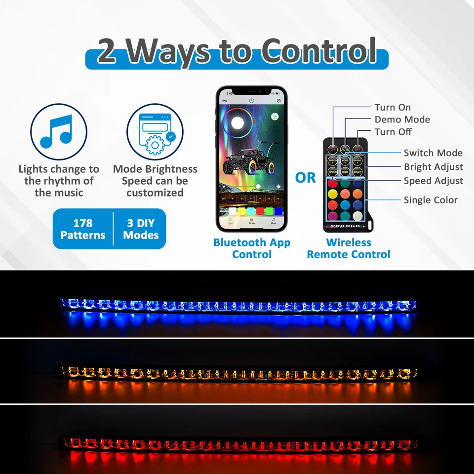 Barra de luz LED de 50" para Ford Ranger 1993-2011 + RGB persecución y soportes de techo y cableado Foto 3 de 4