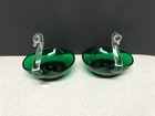 2 Duncan Miller Forest Green Swan Candleholders, Excellent Condition — photo 2