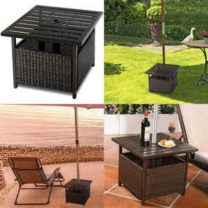 Outdoor Patio Rattan Wicker Steel Side Deck Table Portable W Outdoor Patio Rattan Wicker Steel Side