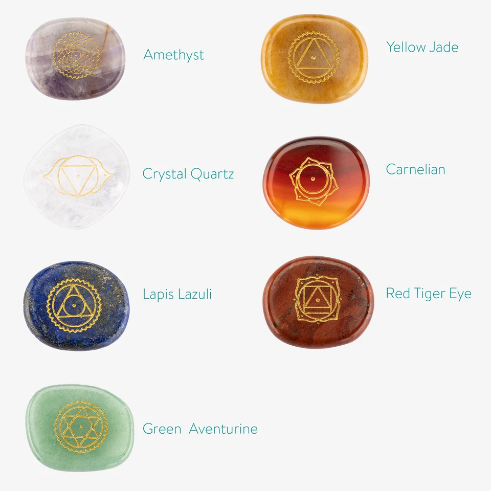 Juego de piedras de chakras 7x piedra natural de cristal para sanación y reiki - Imagen 3 de 4