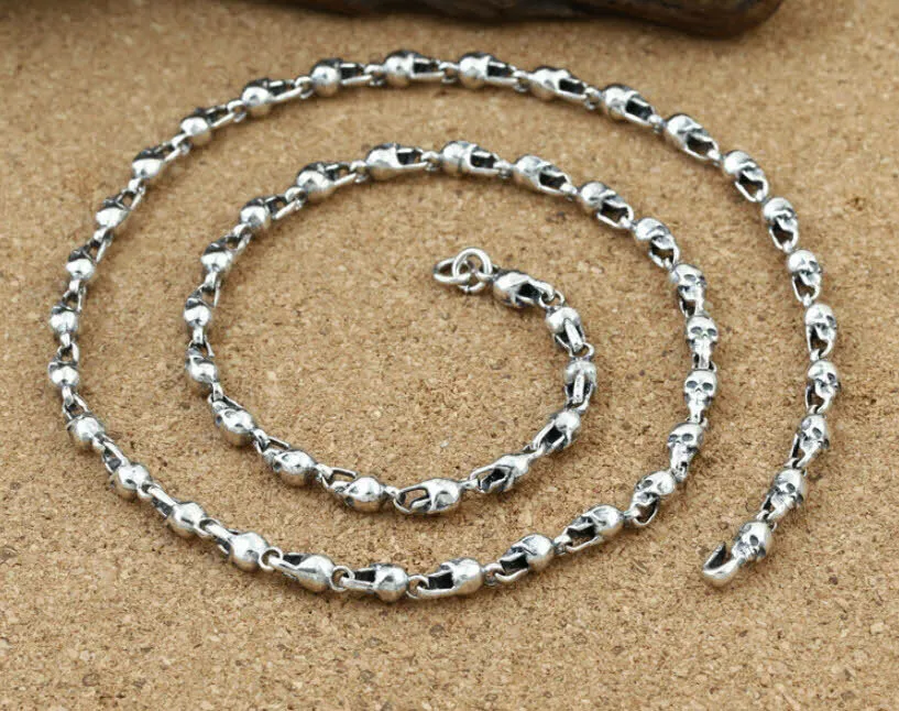 D07 Herren Kette Totenkopf Schädel Halskette 4,5 mm 925 Sterling Silber |  eBay