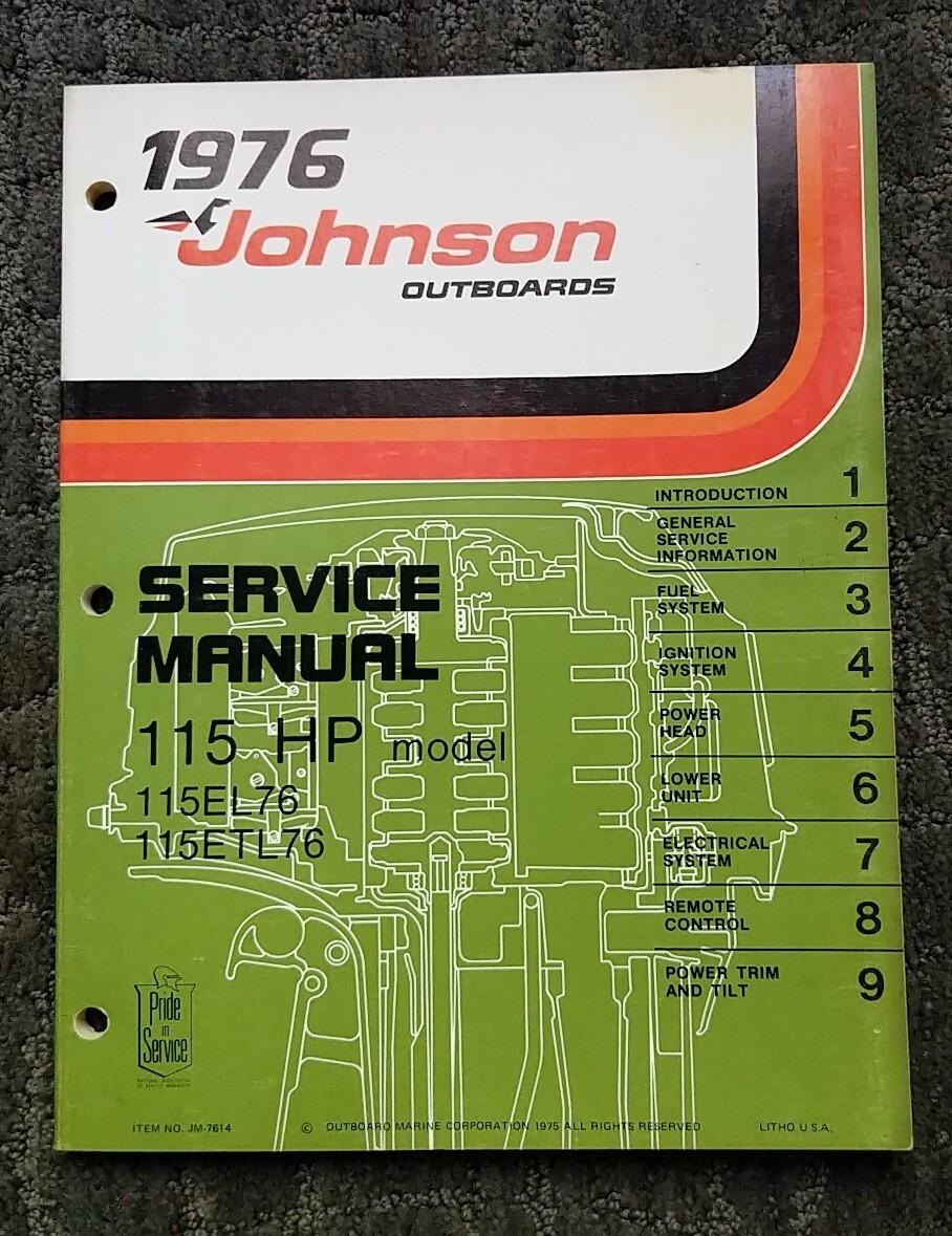 1976 JOHNSON OUTBOARD 115 HP MODELS SERVICE MANUAL JM7614 eBay