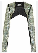 Maison Margiela 1 Women Cd Embellished Cropped Jacket Black Size Ita 42 Uk 10