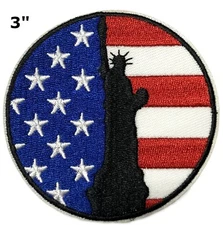 STATUE OF LIBERTY iron-on PATCH embroidered PATRIOTIC USA AMERICAN FLAG EMBLEM