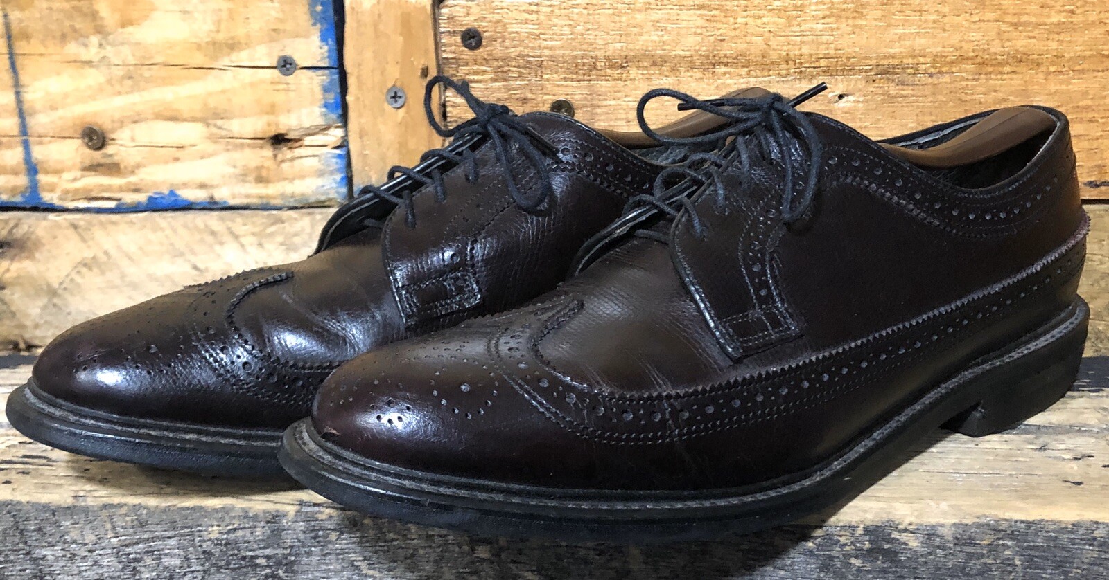 SAOLA Scarpe Oxford eleganti Stuart Mcguire da uomo punta ad ala in pelle marrone taglia 8 5 C