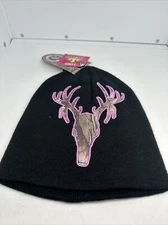 Hot Shot Realtree Xtra Como Logo Black Women's Acrylic Knit Beanie Cap Ladies