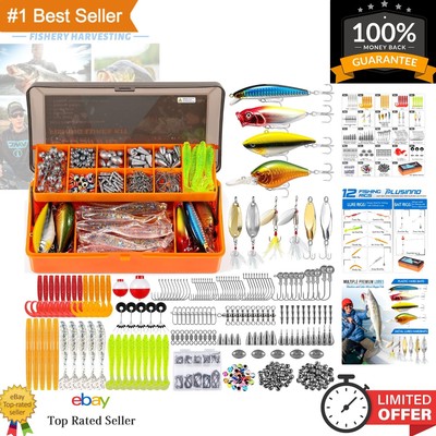 Ultimate Fishing Tackle Kit - 353 PCS with Lures, Hooks & Rigs for Bass & Trout