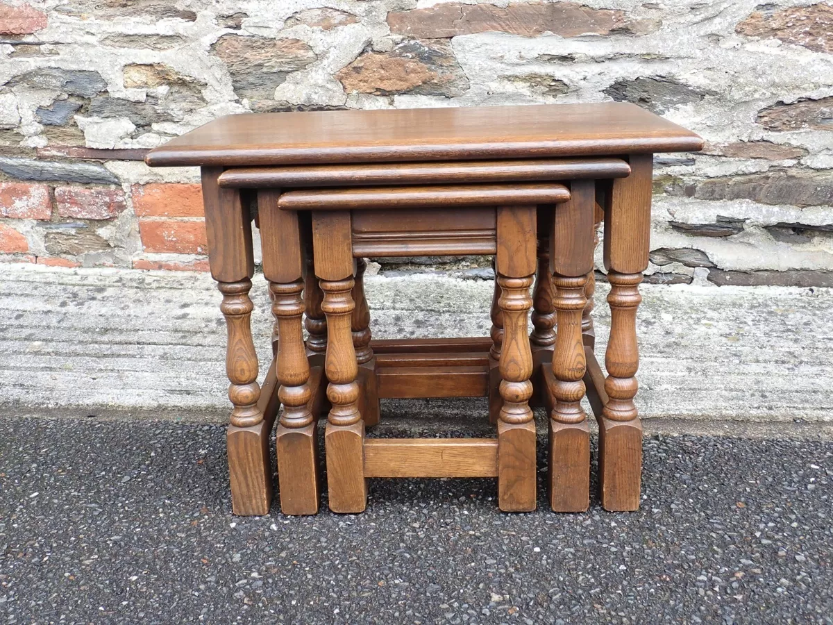 Old Charm Solid Oak Nest of Tables eBay