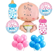Girl or Boy Gender Reveal Party Balloons Bouquet Decorations Baby Bottles Baby
