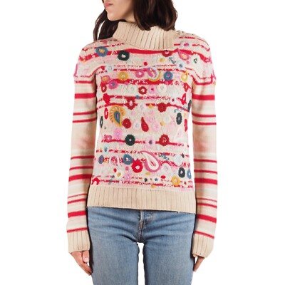 BAZAR CHRISTIAN LACROIX 長袖ボーダーニット Christian Lacroix Bazar Vintage 90s Women's Embroidered Wool Knit