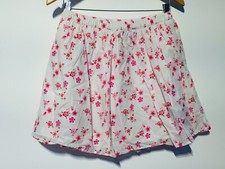 Gap Girls White Flippy Skirt Pink Floral Lined Cotton Elastic Waist Sz 13-14 XXL