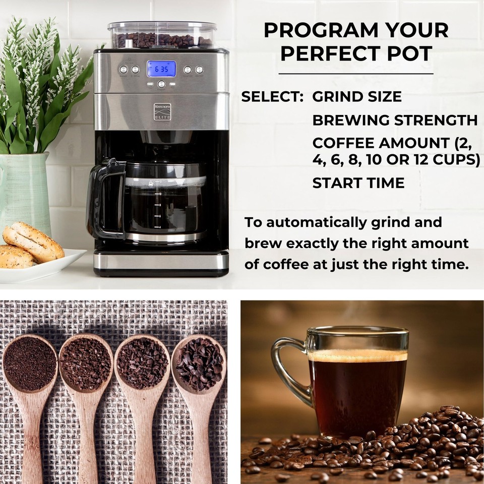 Kenmore Elite Grind and Brew Coffee Maker w/ Burr Grinder, 12 Cup